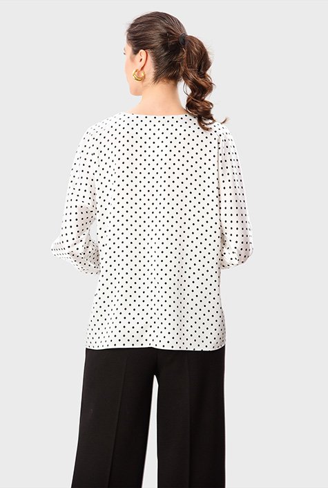 Polka Dot Print Blouse - Black