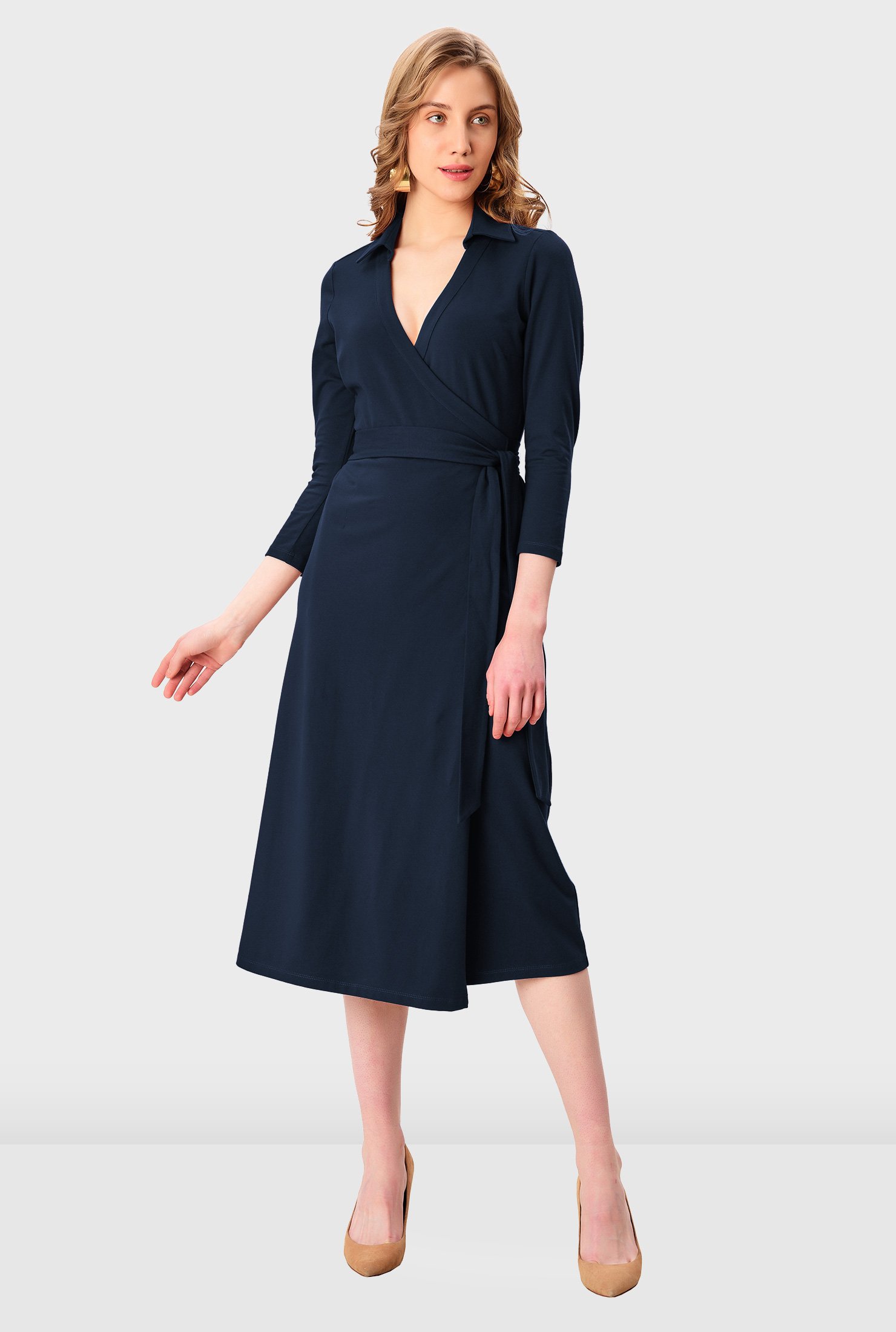 Shop Cotton jersey wrap dress | eShakti