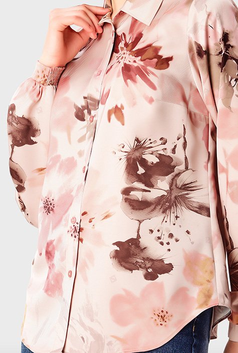 Floral-print silk-twill shirt – Monlux