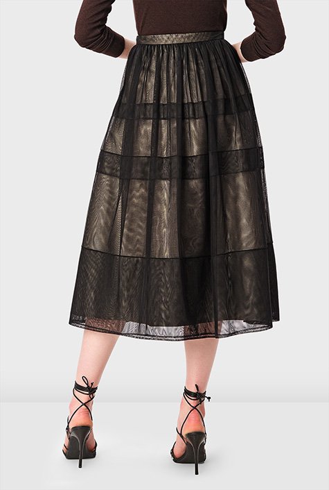 Shop Sheer Tulle And Dupioni Full Skirt Eshakti 8022