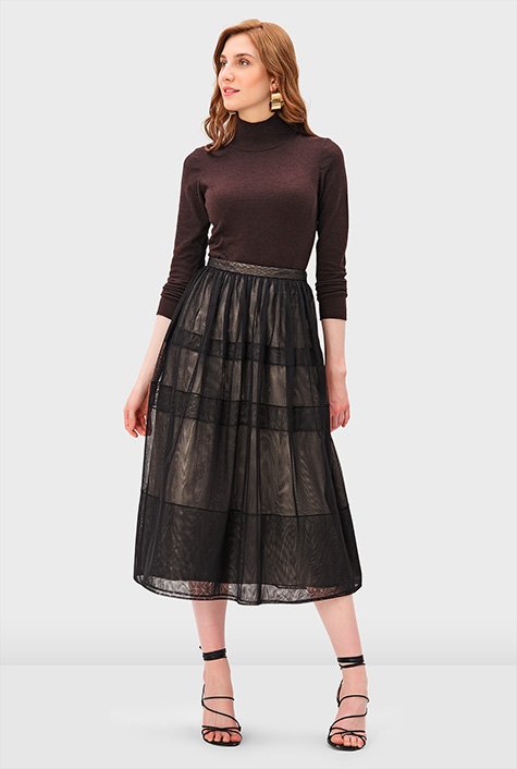 Shop Sheer tulle and dupioni full skirt | eShakti