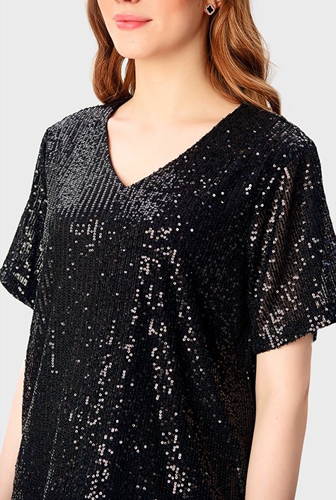 Embellished Mesh Blouse