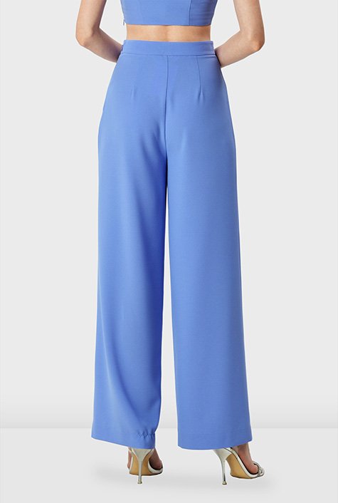 Stretch crepe wide leg pants