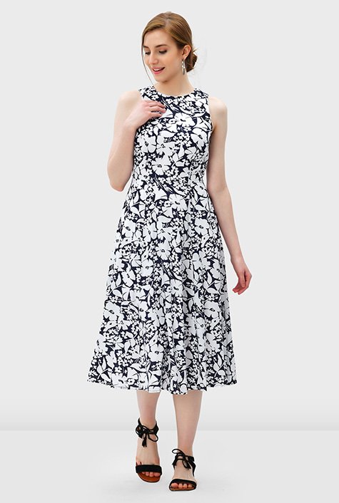 Shop Floral silhouette print rayon dress | eShakti