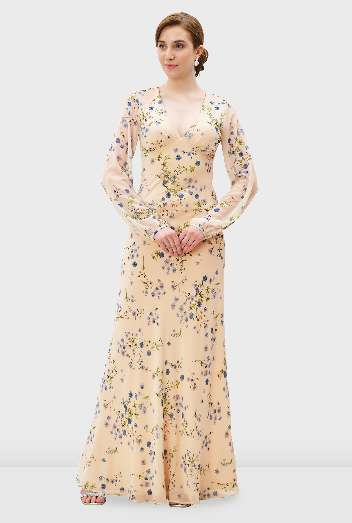 Shop Floral print empire dress eShakti