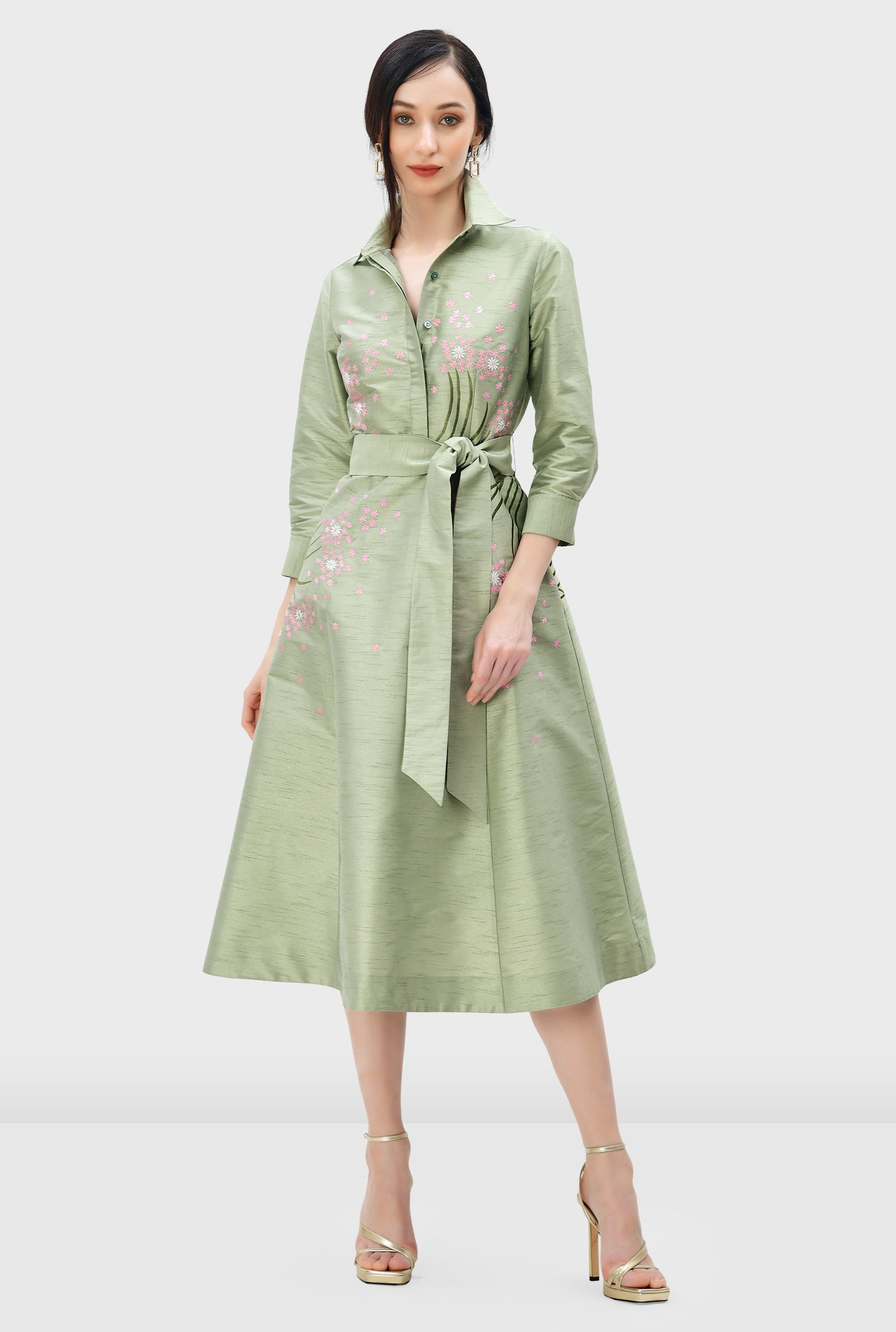 Linen Midi Shirt Dress Made in Italy in Assorted Colours One Size Fits  10,12,14 -  Canada