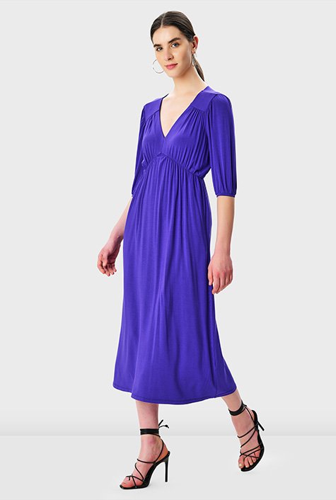 Fashion Closet Clothing Hillary Rhinestones Mesh Dress Purple / XXL