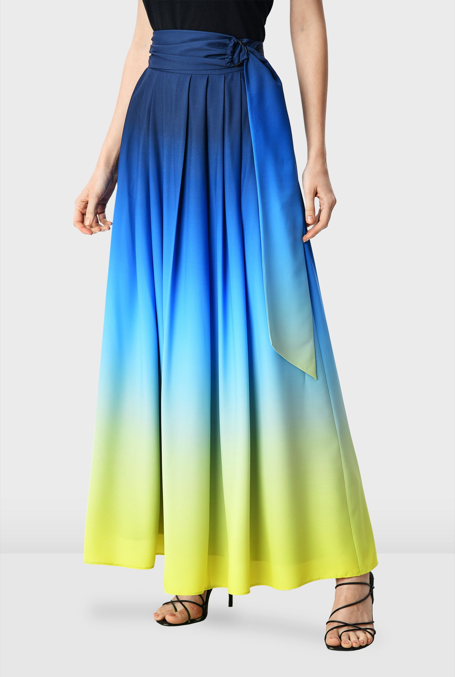 Vibrant ombre print crepe skirt