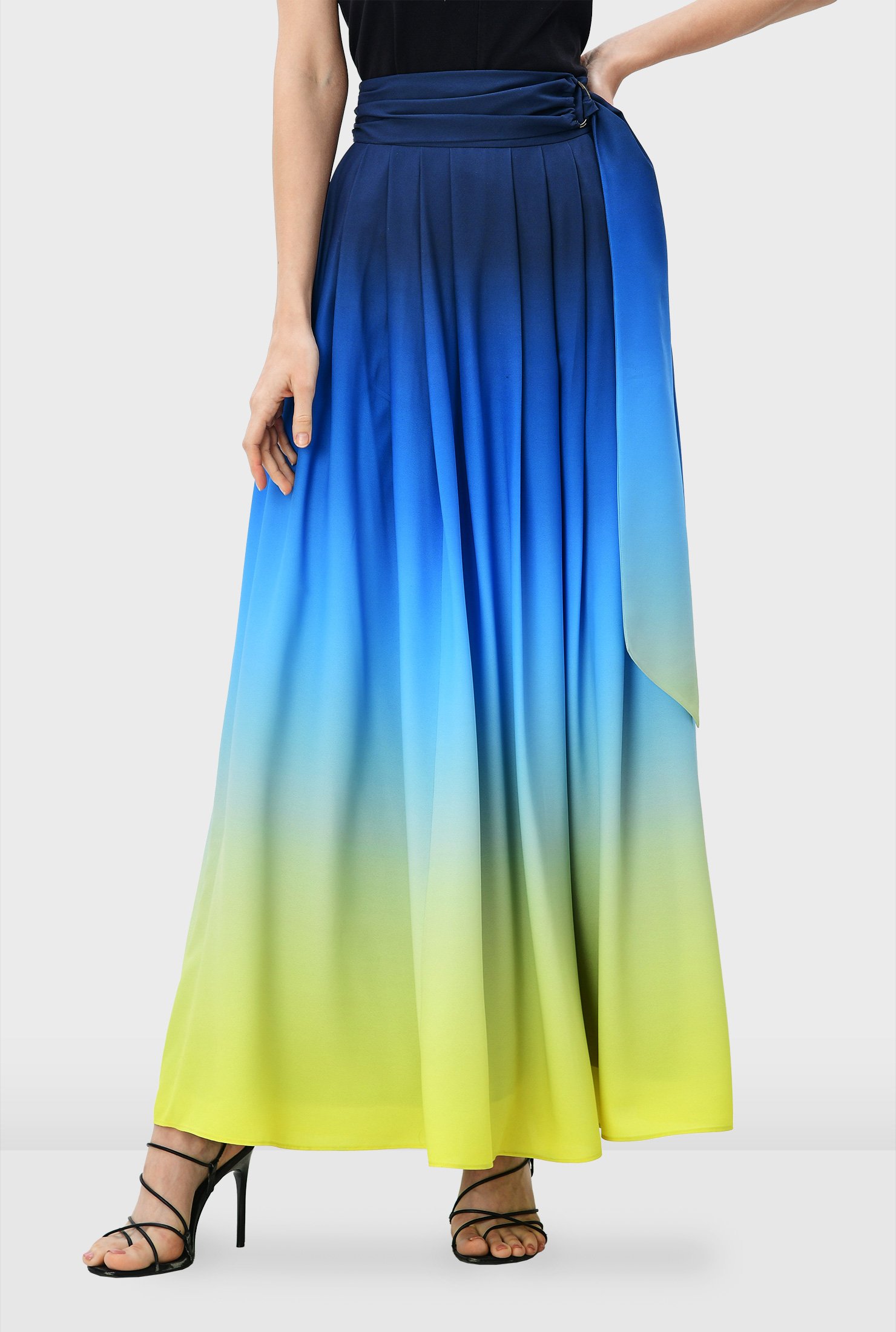 Shop Vibrant ombre print crepe skirt | eShakti