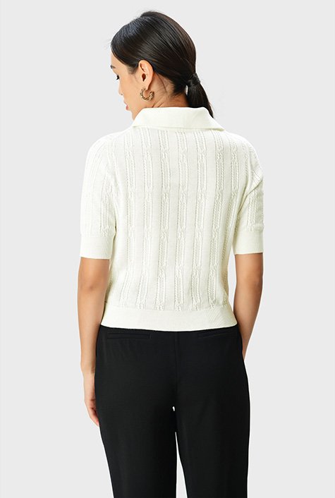 VENTED CABLE KNIT SWEATER - Black