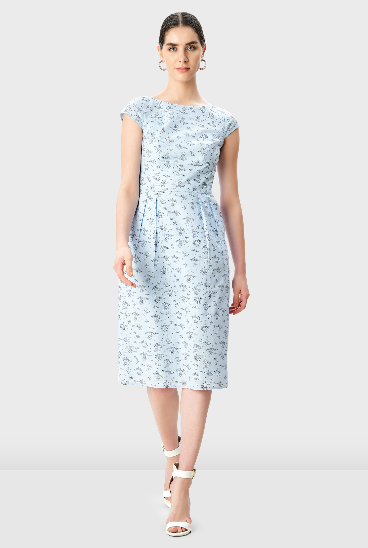 Shop Tree print cotton sheath dress eShakti