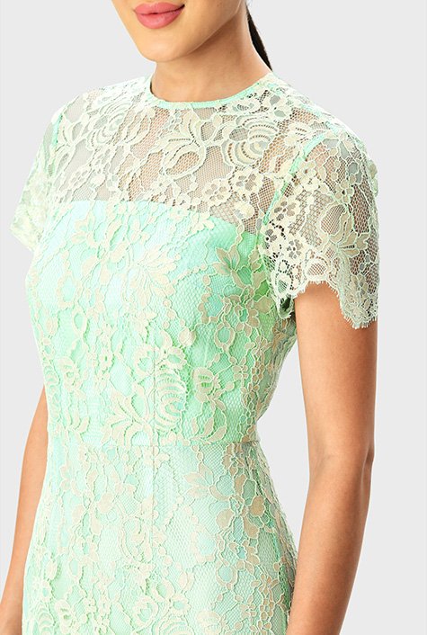 Illusion floral lace sheath dress