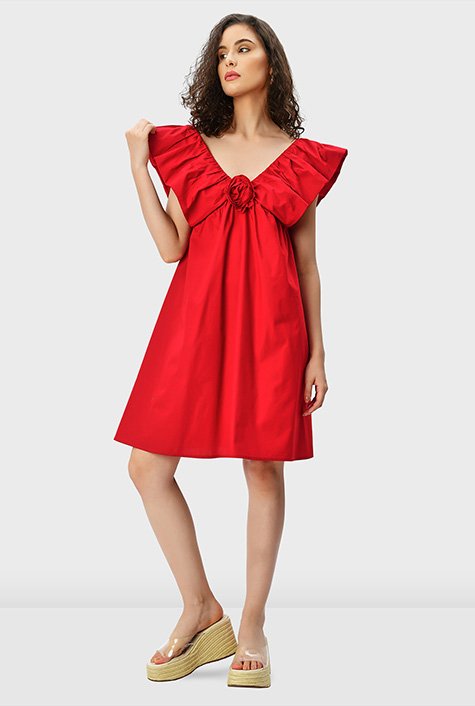 Shop Ruffle popover cotton poplin babydoll dress