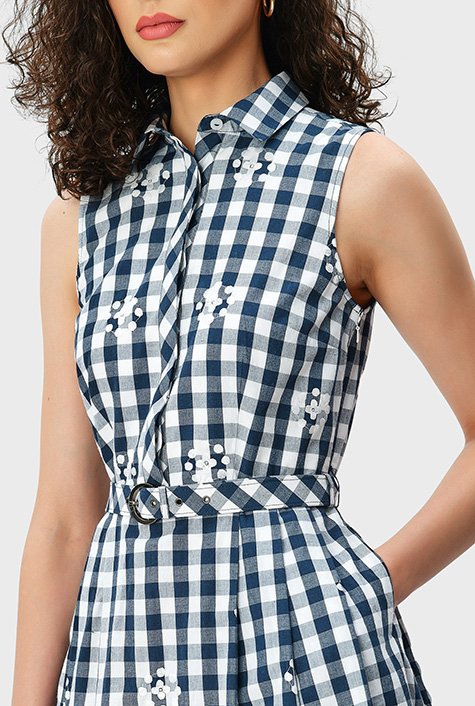 Cotton Belted Gingham Dress