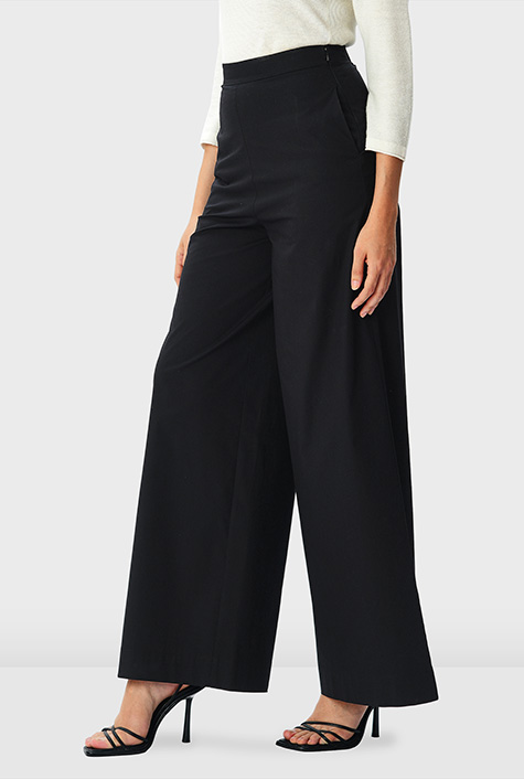Shop High waist cotton poplin palazzo pants | eShakti
