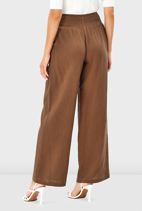 Shop Double gauze cotton wide leg pants eShakti