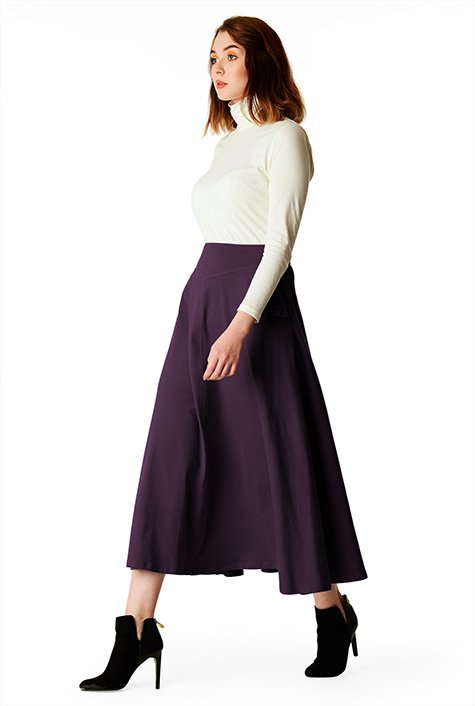 Shop Flap pocket cotton jersey full skirt | eShakti