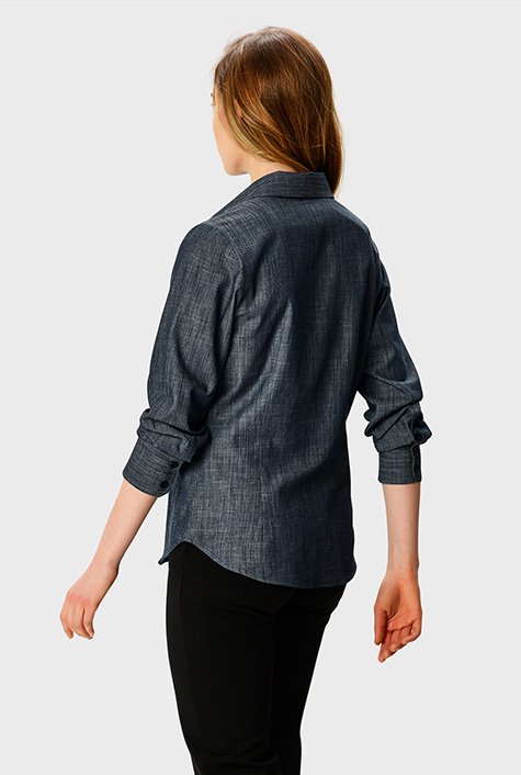 Shop Cotton chambray high-low shirt | eShakti