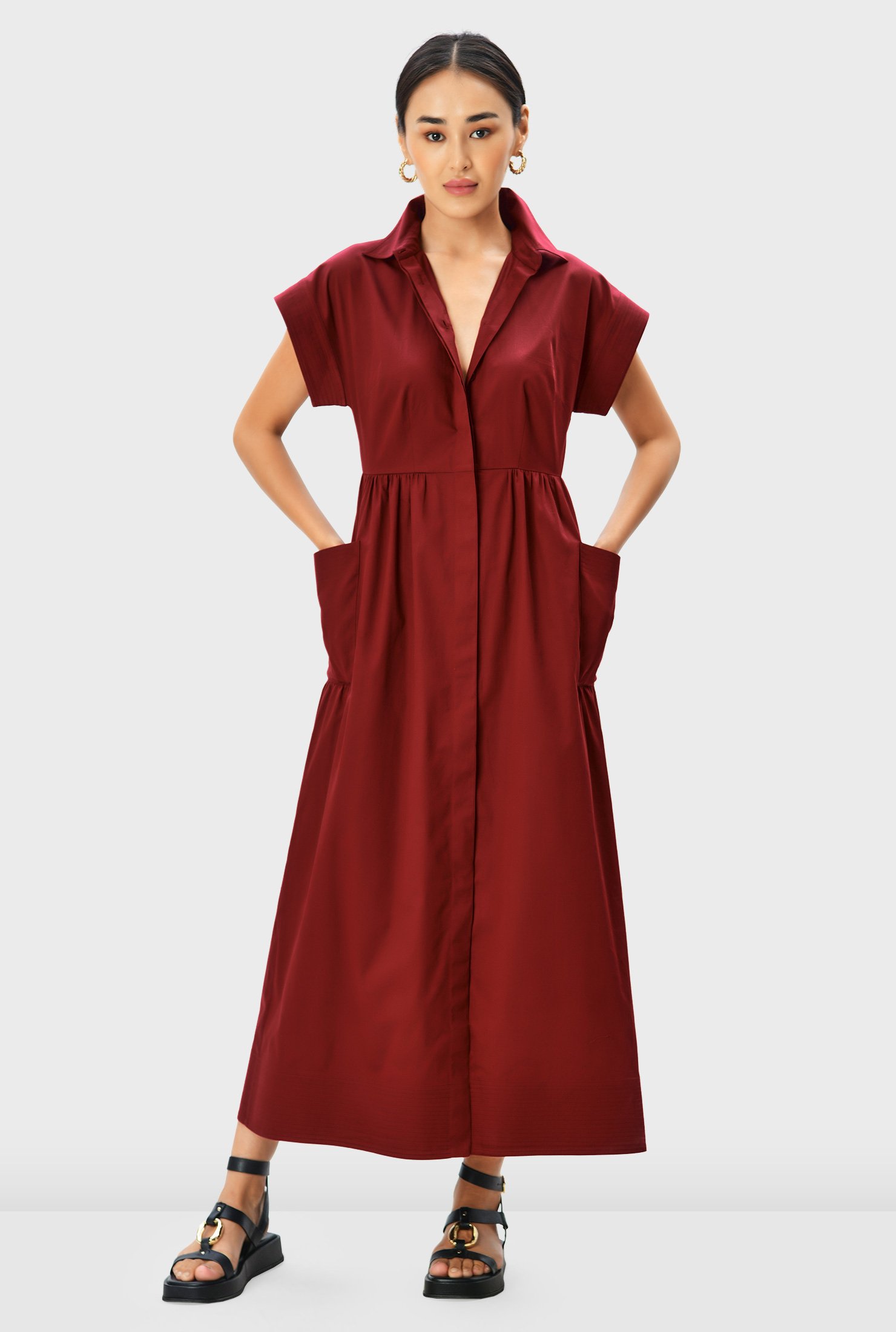Cotton linen empire A-line dress