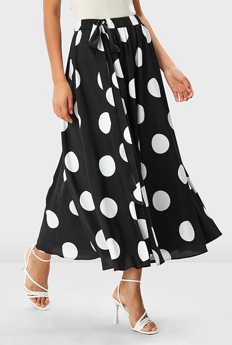 Skirts for Women Women Polka Dot Print Elastic Waist Band Midi