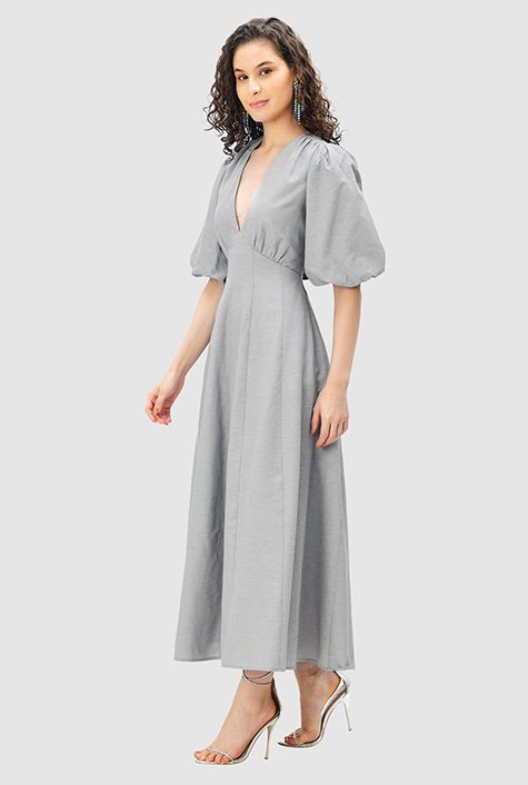 Shop Cutout back cotton linen ruffle dress | eShakti