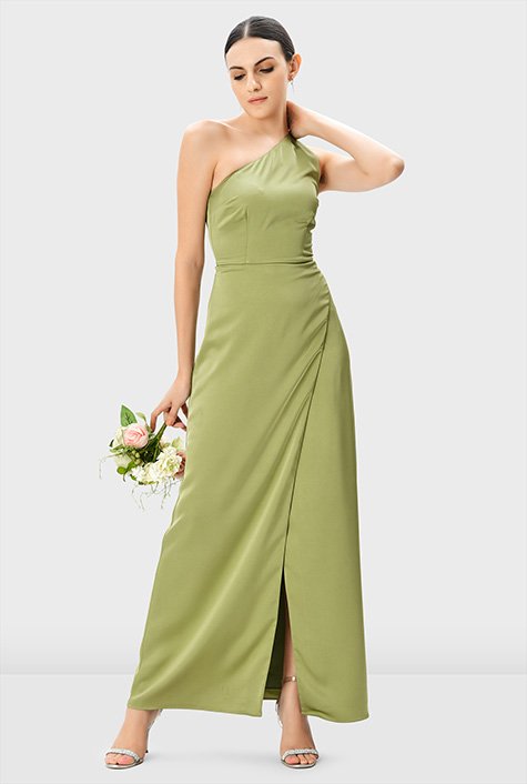 Satin faux hotsell wrap maxi dress