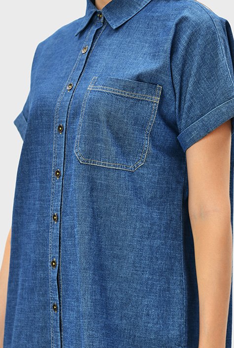 Shop Dolman sleeve cotton denim shirt | eShakti