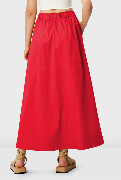VIP【関税送料無料】希少 MALO BLACK COTTON SKIRT Shop Ruched pocket cotton poplin elastic waist skirt | eShakti