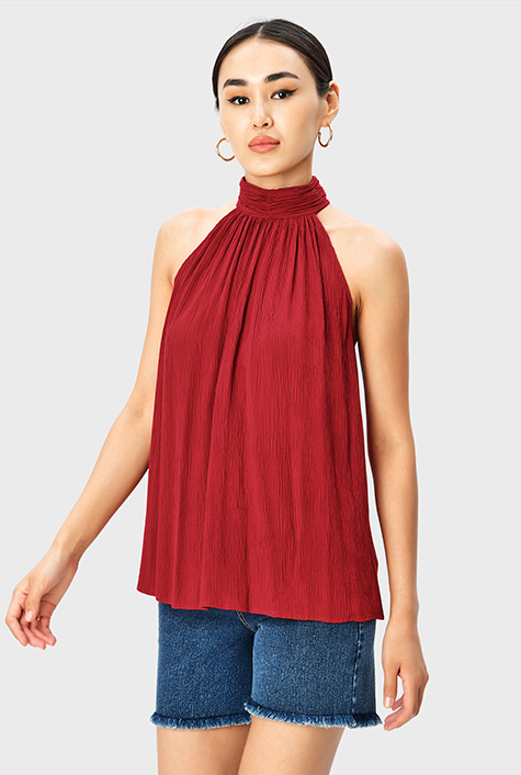 Shop Rayon crinkle halter style top | eShakti