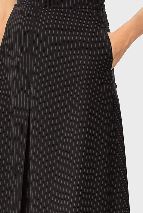 Shop Pleat front pinstripe twill suiting skirt | eShakti