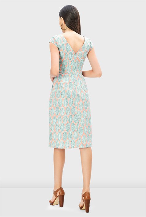 Shop Leaf print cotton poplin sheath dress | eShakti