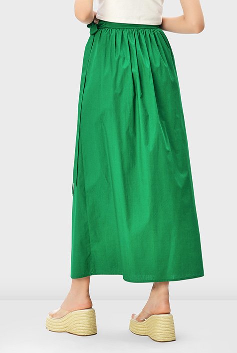 Shop Cotton poplin faux-wrap skirt | eShakti