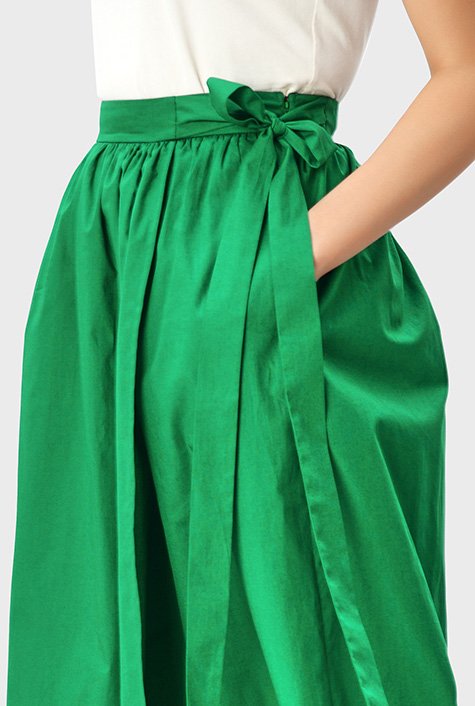 Shop Cotton poplin faux-wrap skirt | eShakti