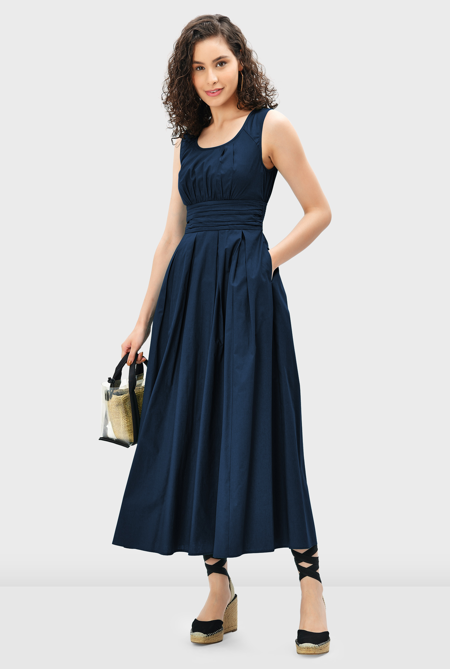 【マーシャ】Cotton Poplin Wave Tuck Dress bkk19155_blue_xl?qlt=85&w=696&