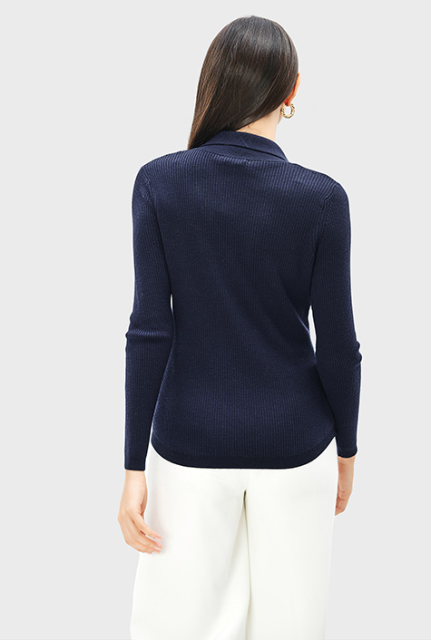 トップス SUPER FINE WOOL RIB KNIT SHIRT CARDIGAN SUPER FINE WOOL RIB KNIT SHIRT CARDIGAN IN TOP BROWN