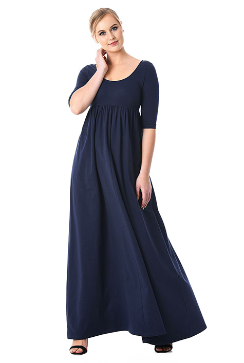 Shop Cotton knit empire maxi dress | eShakti