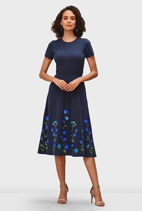 Navy blue jersey knit skirt best sale