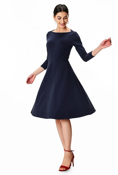 Navy fit and flare skirt best sale