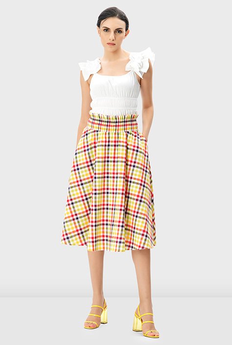 Crispy Ruffled Check Poplin Mini Skirt