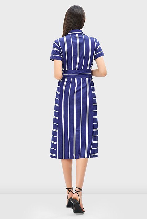 Shop Stripe cotton twill shirtdress | eShakti