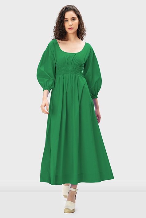 Buy Khaki Green Poplin Midi Shirred Waist Skirt from Next Canada