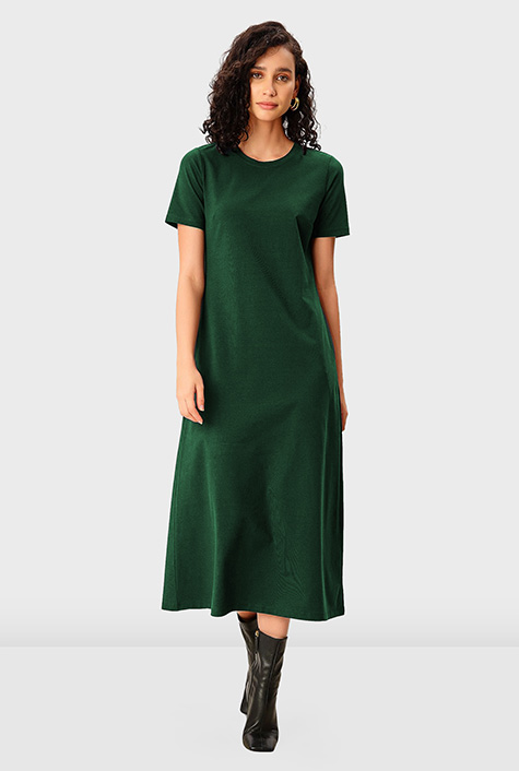 Cotton Jersey A-Line Dress Shop Cotton jersey A-line dress | eShakti
