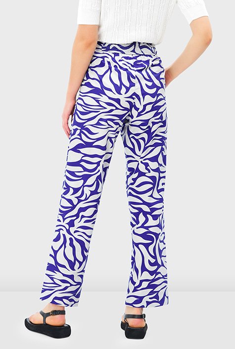 Shop Leaf print cotton poplin pants | eShakti