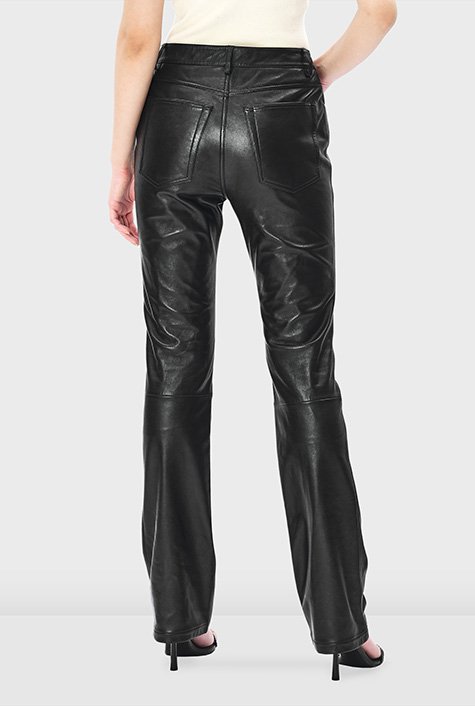 Elan Kyla Black Faux Leather Straight Leg Pants-Maria Vincent Boutique