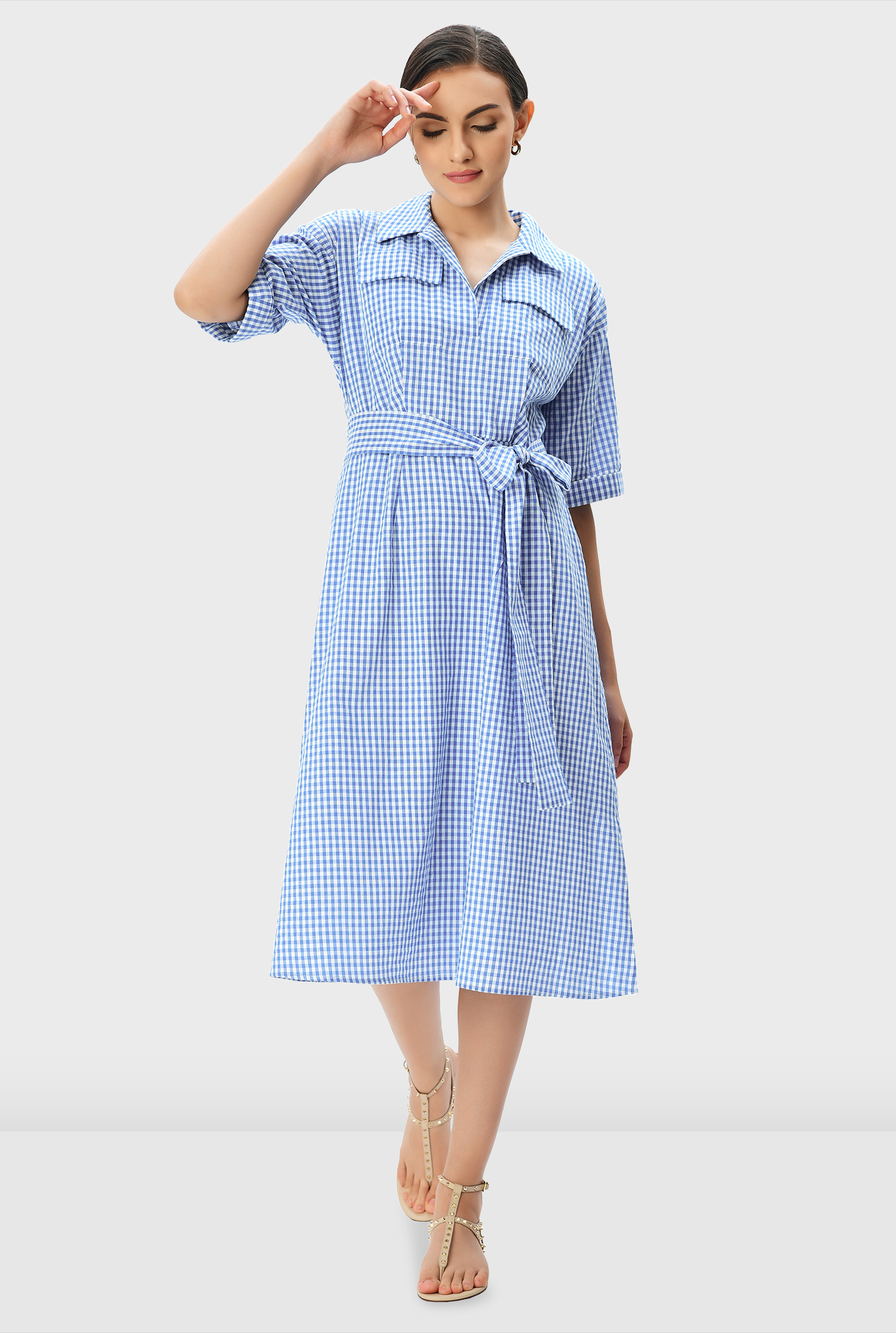 ワンピース ORGANIC COTTON SEERSUCKER CHECK DRESS Organic Seersucker Sheath Dress – Hope & Henry