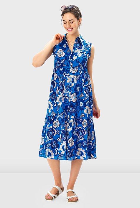 Shop Floral print cotton voile shirt dress