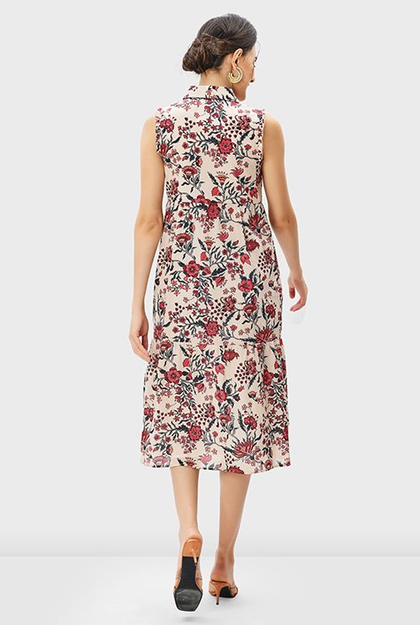 Shop Floral print cotton voile shirt dress | eShakti