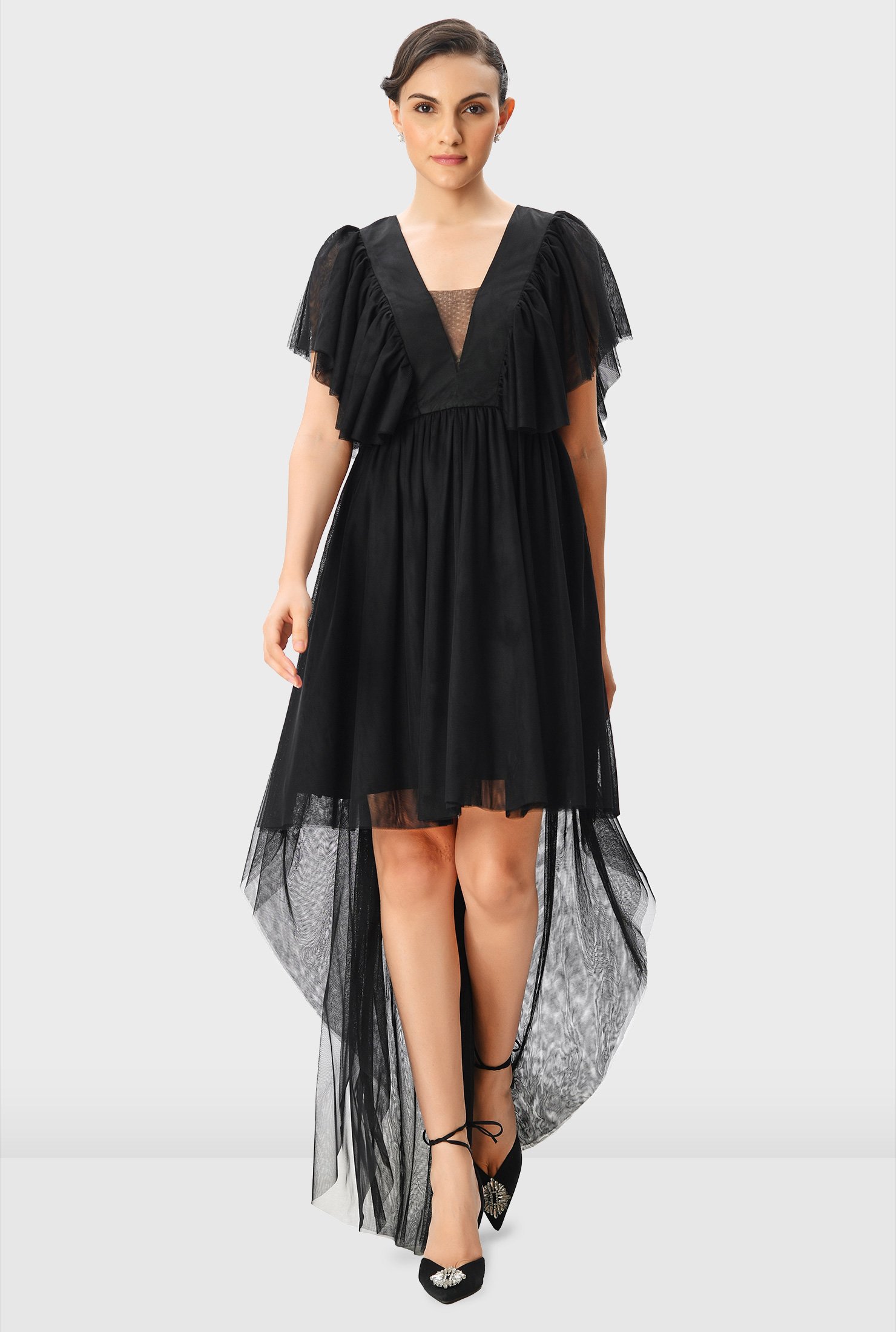 Sheer high low top dress