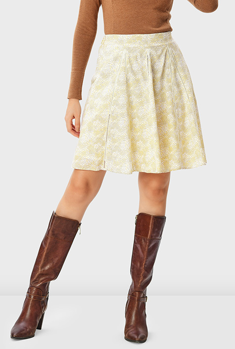 Shop Graphic floral print modal skirt eShakti