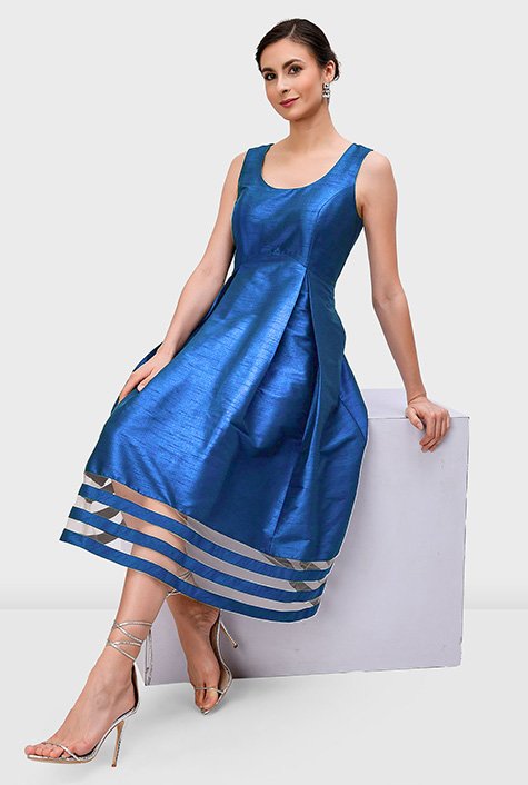 taffeta empire blue dress